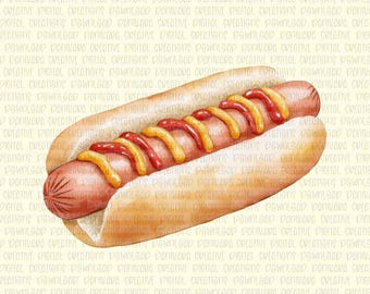 Hot Dog Cookie STL File, Summer Cookie Stl & PNG, Hot dog PNG, Cookout Stl for Cookie Cutter with Matching hand painted watercolor png