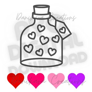 Valentine&#39;s Day Love Potion Paint Your Own Cookie, Valentines Paint Your Own PNG, PYO Cookie PNG, Hearts pyo png, Paint Your Own Potion