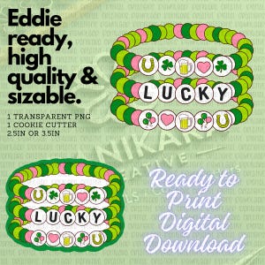 St. Patrick&#39;s Day Friendship Bracelet Cookie Cutter and PNG, Friendship Bracelet PNG, Cookie Cutter, St. Patricks Day Cookie Cutter & png