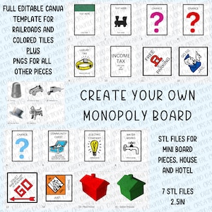Monopoly Pngs & Stls, Monopoly Board Game STL Files and Pngs, Digital ...
