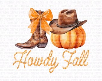Fall Howdy Cowboy Cookie Cutter & PNG