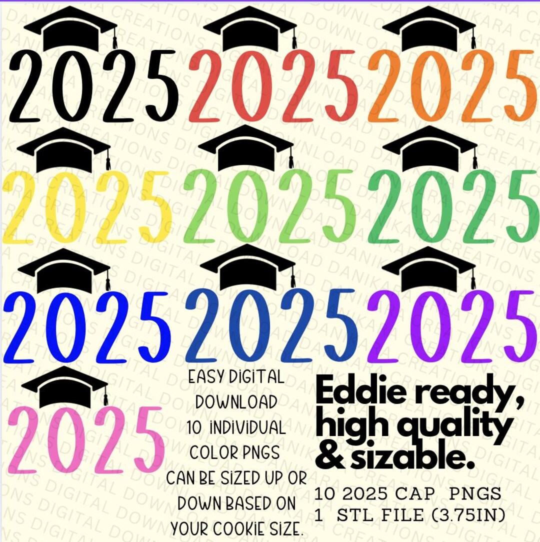 2025 Horizontal With Cap PNG & STL, Graduation PNG, 2025 Grad Cap Pngs ...