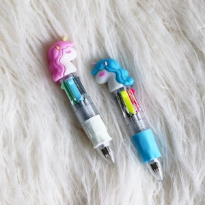 Cute Einhorn Multicolor Kugelschreiber, Rot, Schwarz, Blau, Grün, chibi, süß, Schreibwaren, Kuli, Kawaii, Geschenk, Xmas, Ostern, Valentines