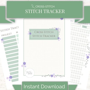 Cross Stitch Stitch Tracker, Cross Stitch Journal afdrukbare PDF's voor digitale download | Directe download