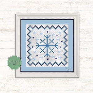 Winter Counted Cross Stitch Pattern Seasons Landscape Pattern Snowflake Needlework Chart Four Seasons Series | Instant Download