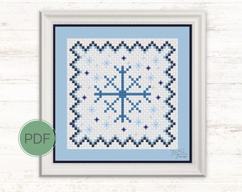 Winter Snowflake Cross Stitch Pattern | Beginner Needlework (Instant Download)