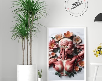 Women Musculoskeletal System, Anatomy Art, Massage Therapist Office Decor, Chiropractor Gift, Orthopedic Art Print, Printable Art, Muscles