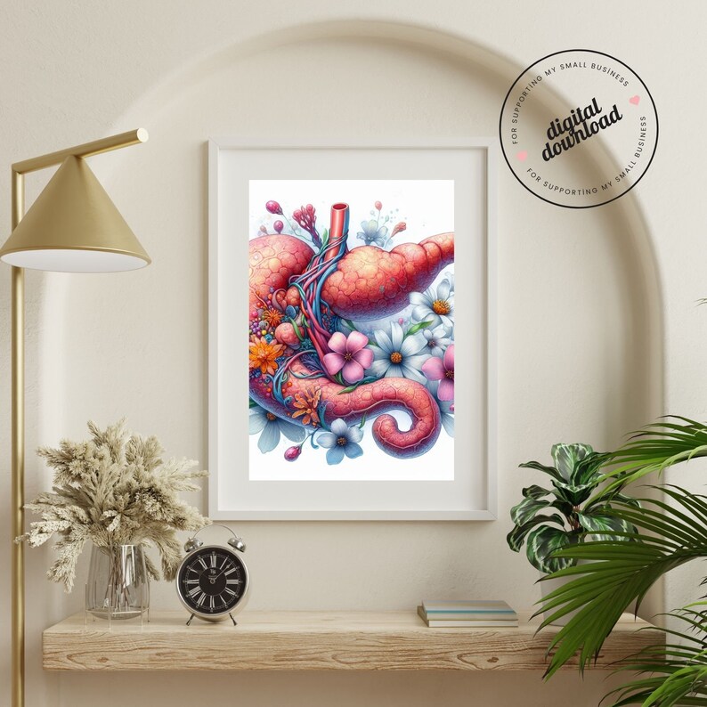 Pancreatic Anatomy Art, Decor for Medical Offices, Hepatology-themed ...