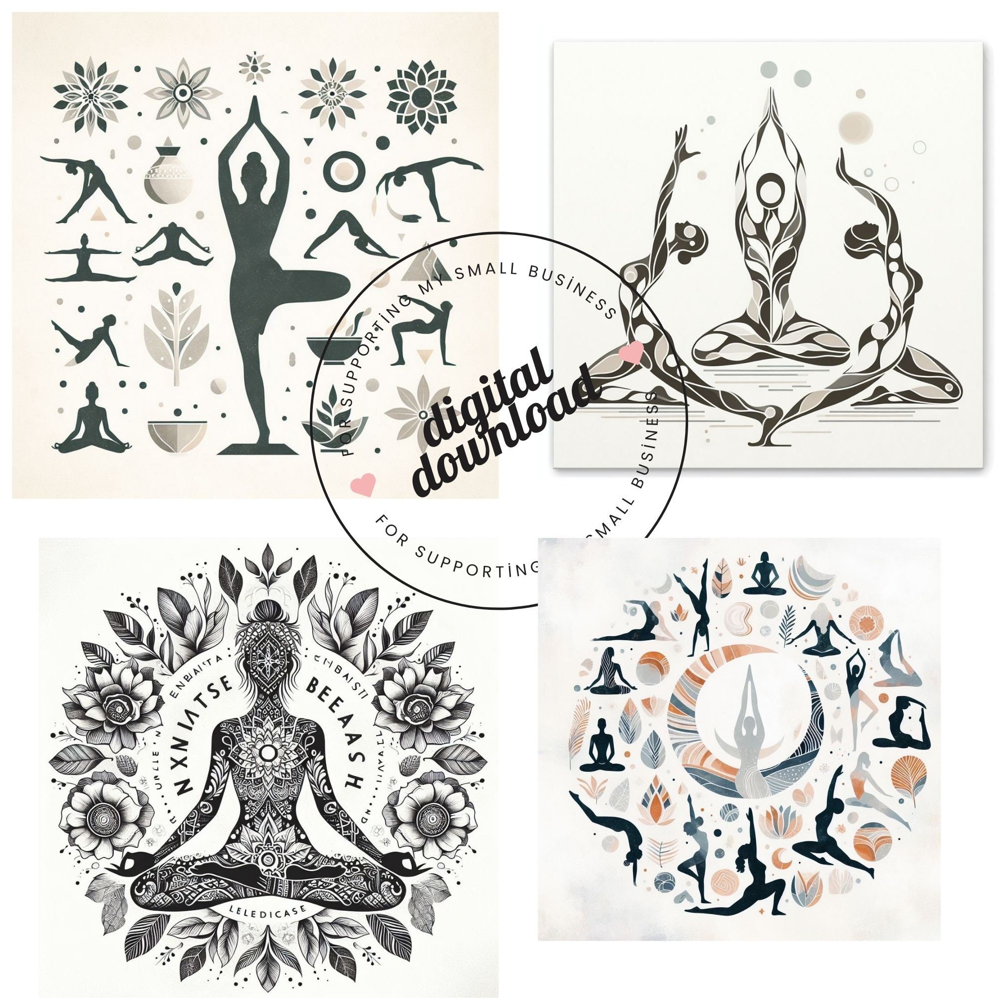 Yoga Wall Art, Yoga Poster, Yoga Poses Digital Art, Yoga Poses Wall ...