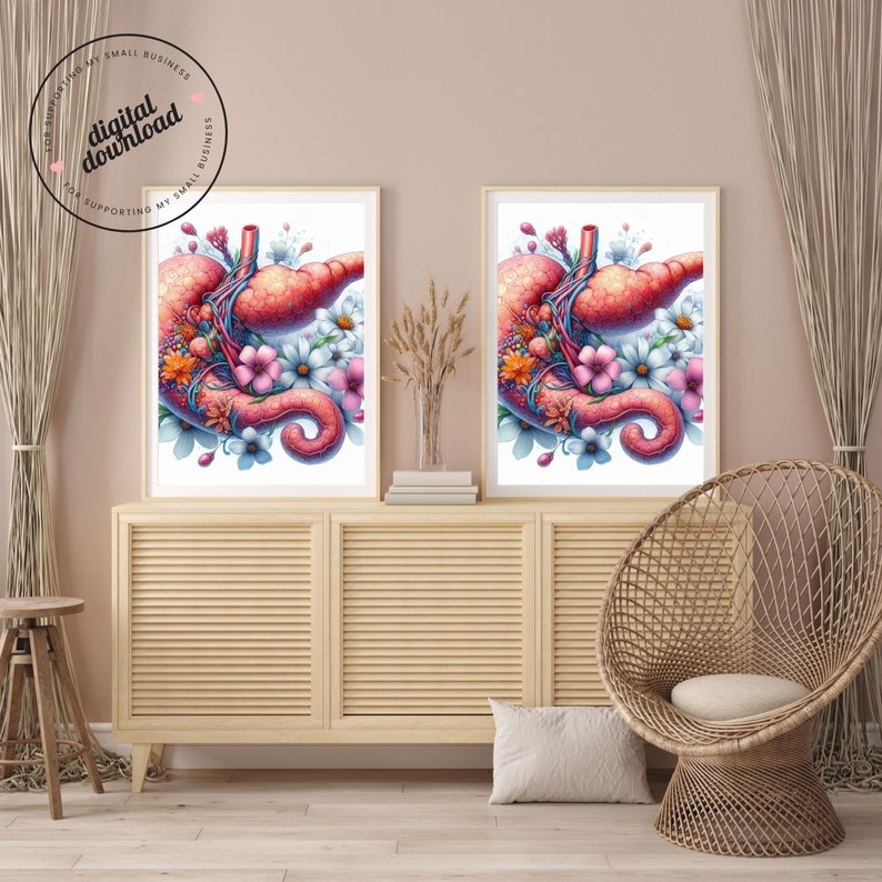 Pancreatic Anatomy Art, Decor for Medical Offices, Hepatology-themed ...