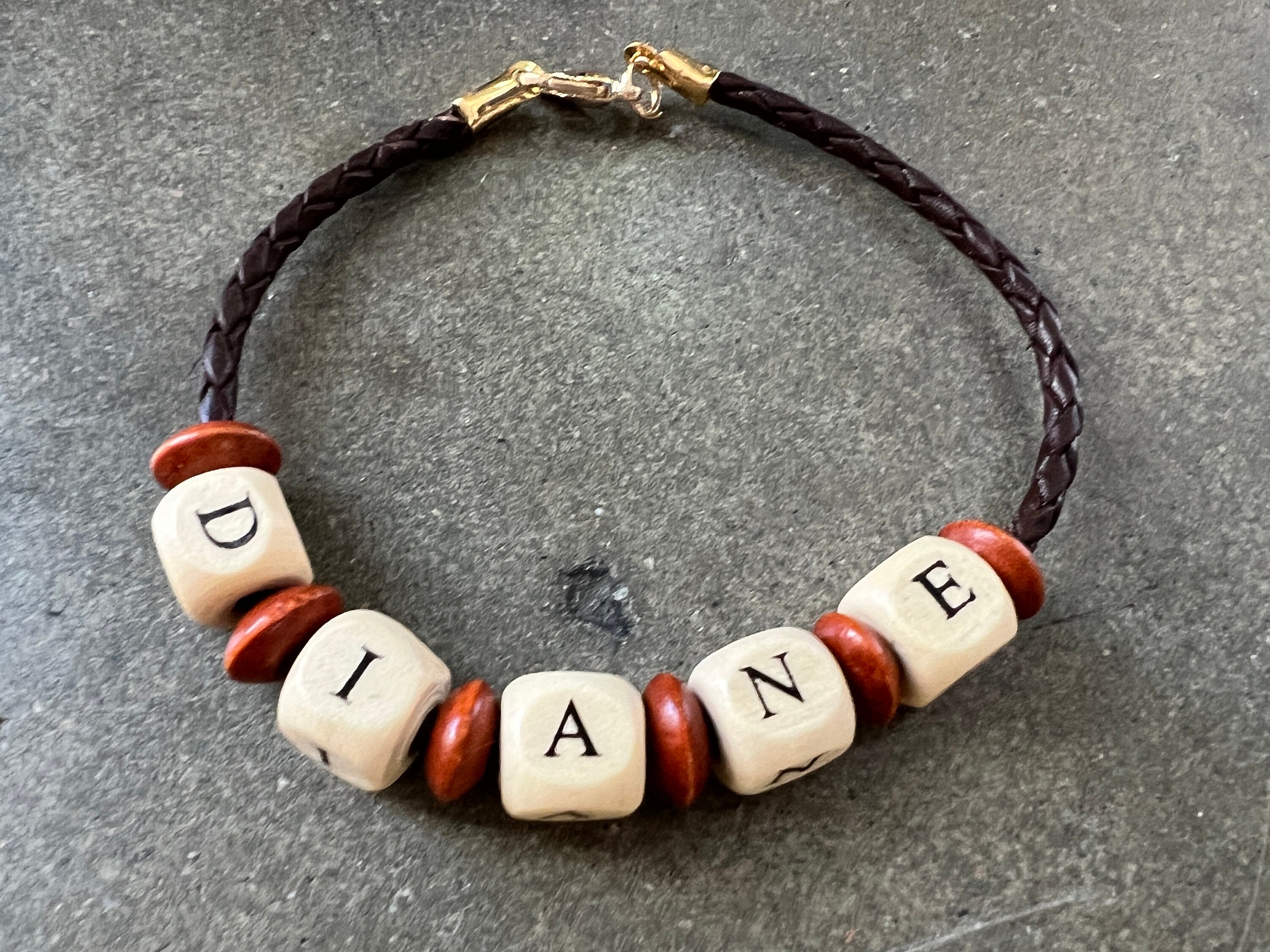 The Eric, Men's Initial or Name Bracelet with Dark Brown Wooden Beads –  Sophia James Designs