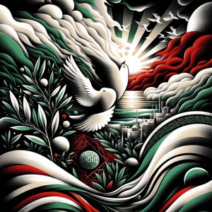 Postales artísticas con arte generado por IA de inspiración palestina: 100% de las ganancias para PCRF (Fondo de ayuda para los niños palestinos)