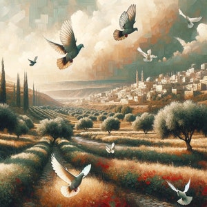 Postales artísticas con arte generado por IA de inspiración palestina: 100% de las ganancias para PCRF (Fondo de ayuda para los niños palestinos)