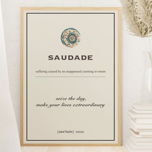 Saudade Quote Poster | Quote Wall Art | Definition Wall Art | Printable Quotes | Digital Download | Minimalist Print