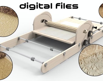 Macchina per modellare l'impasto con stampa a mano, assottigliamento dell'argilla, pressa per impasto a rulli, assottigliamento dell'impasto, pasta per croissant, taglio laser, piano in legno DXF PDF