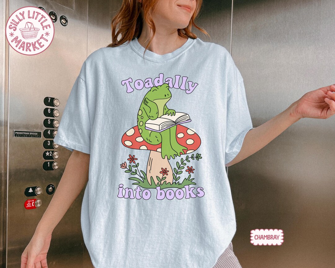 Toadally Into Books Shirt, Cute Frog Reading Tee, Funny Book Lover Gift ...