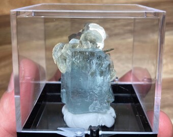 Super Aesthetic Aquamarine Cluster with Muscovite from Nagar Mine