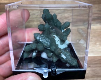 RARE! Prase Quartz Cluster on Fluorite Pseudomorph from Huanggang, Inner Mongolia
