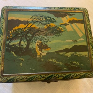 French Vintage Painted Tin Box