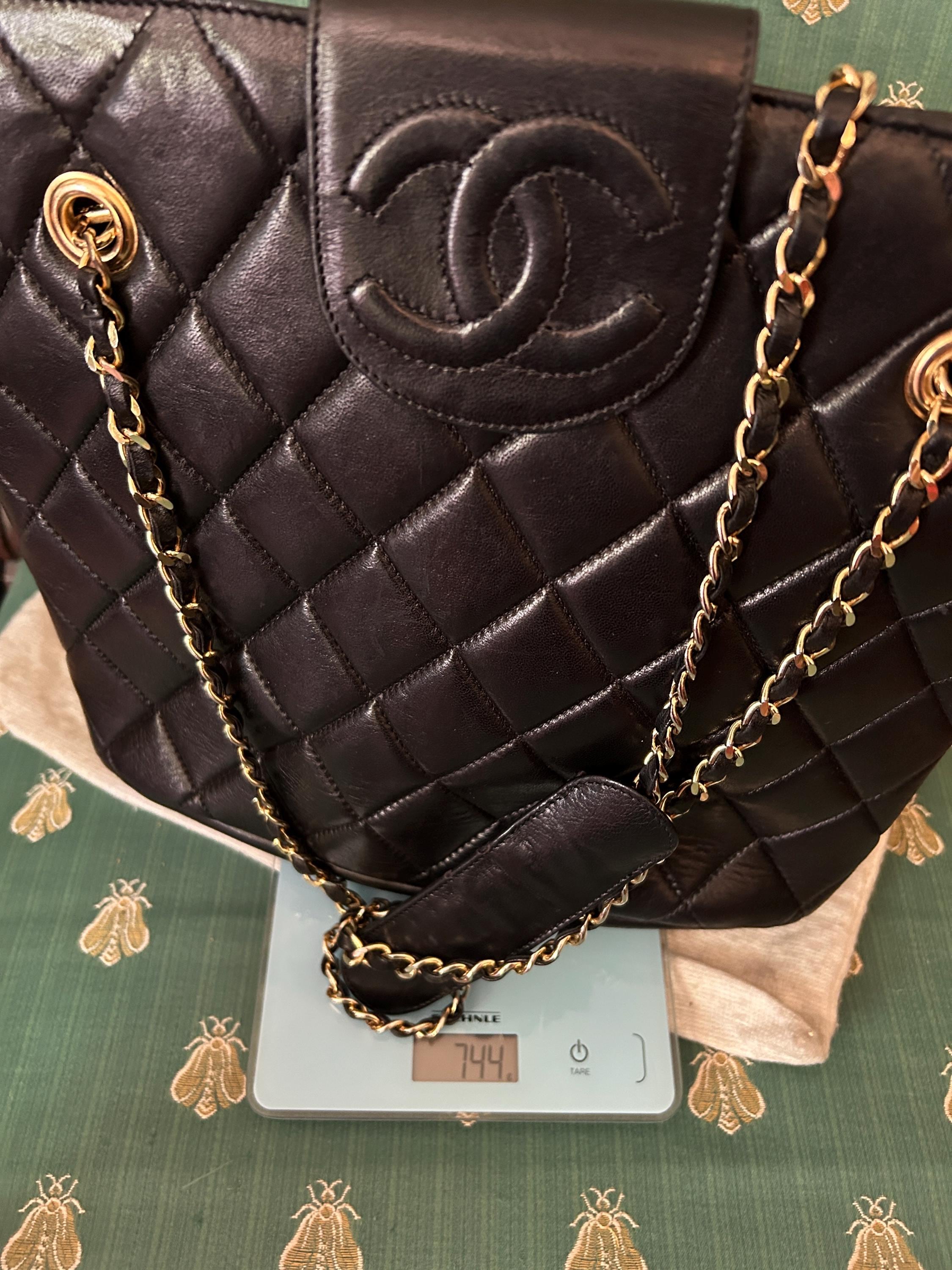 Chanel Vintage Quilted Black Leather Tote Bag From 1980. - Etsy