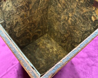 Old French Leather Box with Marbled Paper Lining