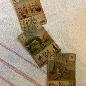Carte dei Tarocchi francesi del 1890, vendute in set da 3 carte.