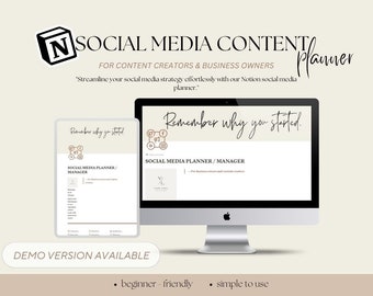 Planificador de contenido para redes sociales de Notion, plantilla de marketing (descarga digital)