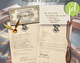 Autentica lettera di accettazione del mago personalizzata Regalo di Natale Regali di H Potter Regali per gli amanti di H Potter Regalo di compleanno Lettera del mondo magico