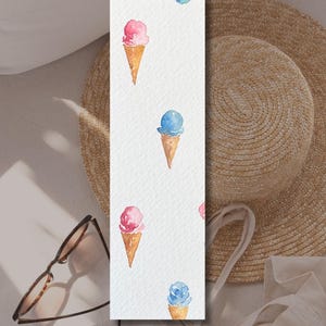 hand-painted watercolor ice cream bookmark - thank you teacher - thank you nanny - end-of-year gift - thank you atsem