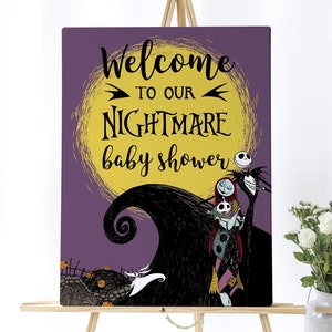 Halloween Baby Shower Willkommensschild, Alptraum vor Weihnachten Thema Party, Willkommensschild zum Ausdrucken, Printable, Instant Download
