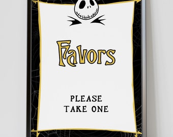 Halloween favors sign, Nightmare theme birthday | bridal shower | baby shower party decor, Favors, Table sign, printable, Instant Download