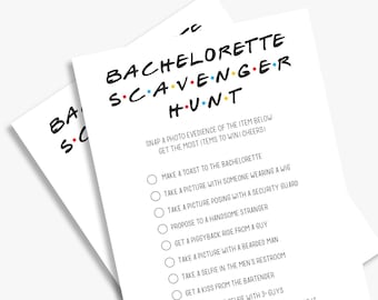 Bachelorette Scavenger Hunt game, friends theme bachelorette funny activity, printable, INSTANT DOWNLOAD