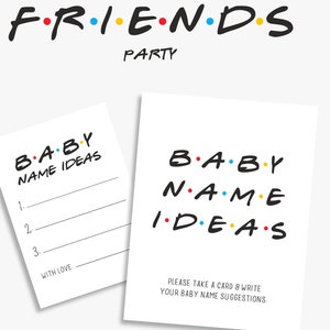 Baby Namen Ideen, Schild + Karten, Freunde Thema Babypartyspiel, Vorschläge für Babynamen, geschlechtsneutral, druckbar, INSTANT DOWNLOAD