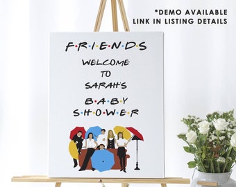 Friends baby shower welcome sign, Editable, friends theme, personalized, welcome poster, diy, printable, INSTANT DOWNLOAD