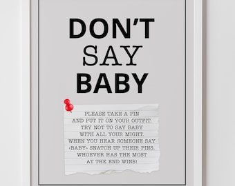 Don't Say Baby, The Office theme baby shower game, dont say baby game, gender neutral, fun activity, printable, INSTANT DOWNLOAD