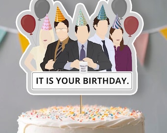 Adorno para tarta de cumpleaños con temática de oficina, es tu cumpleaños, imprimible, DESCARGA INSTANTÁNEA