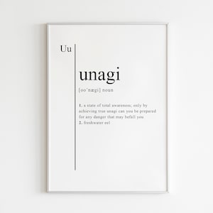 Unagi, Dictionary Poster, funny, Definition Print, wall art, friends theme sign, 90s, printable, Instant Download