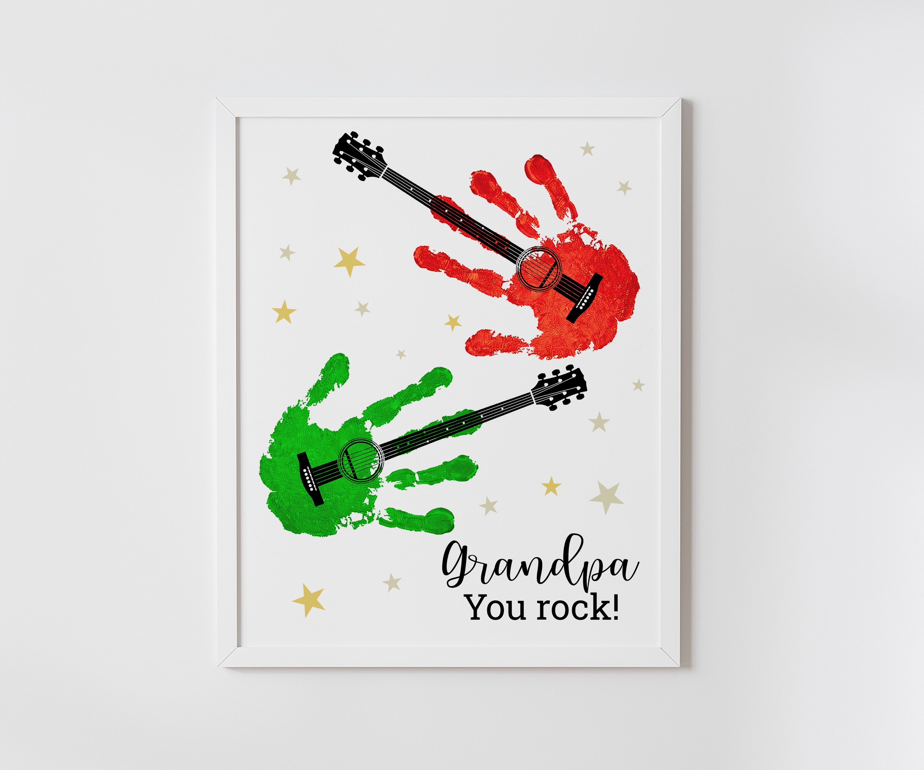 Grandfather Gift, Guitars Handprint Art, Bundle, Father's