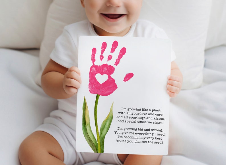 Mother's Day Flower Handprint Art Poem, DIY, Kids Craft, Card, Gift for ...