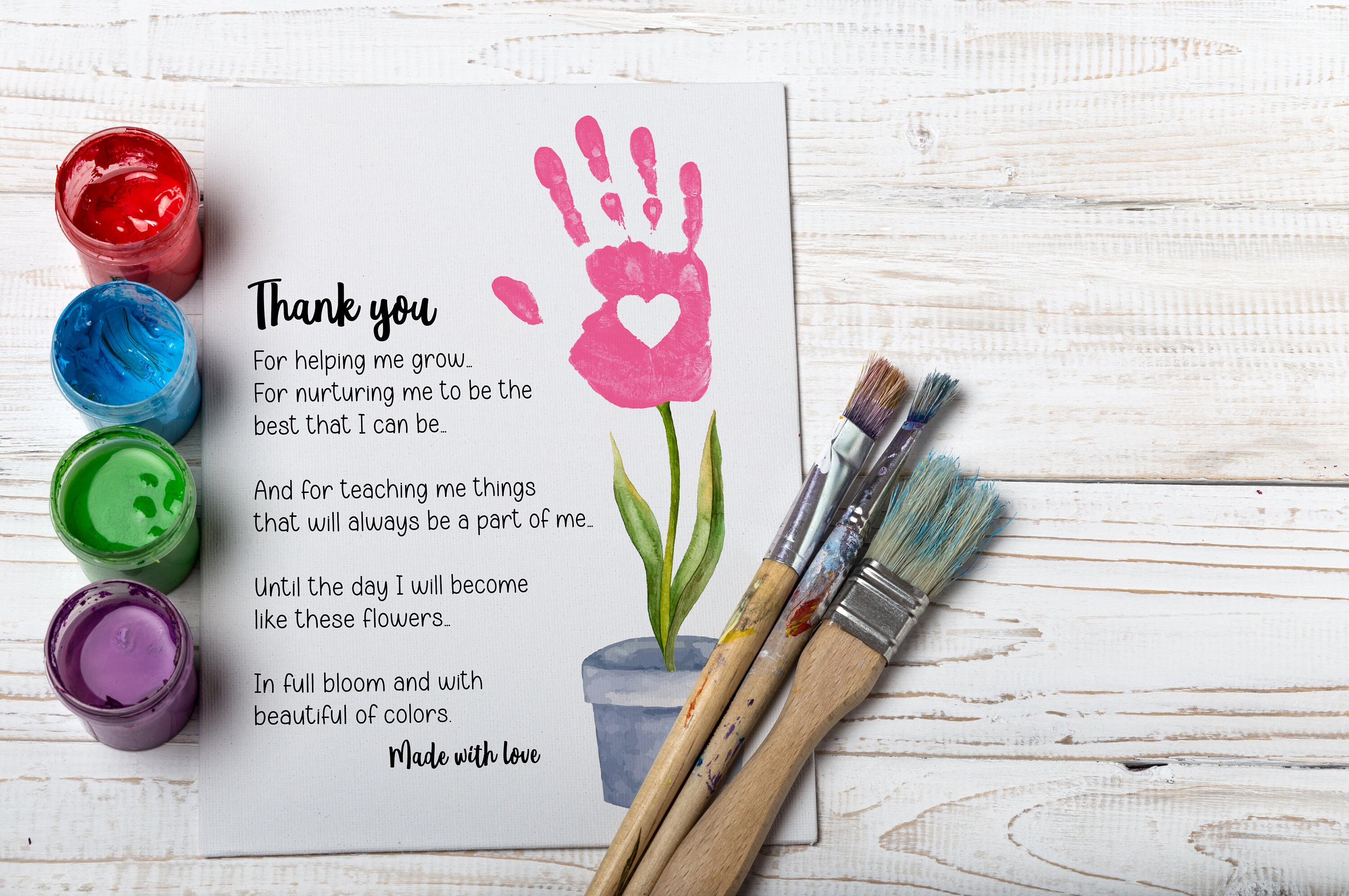 Teacher Appreciation Handprint Art, DIY, Teacher Thank You Gift, End of ...