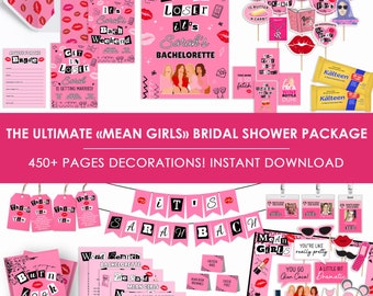 Mean Girls theme bridal shower party decorations, BUNDLE, mean girls invitation | props | signs | games, printable, Instant Download