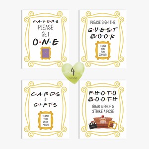 4 vrienden themafeestbord, bundel, bord fotohokje, kaarten en cadeaus, gunstbord, gurst-boekbord, afdrukbaar, INSTANT DOWNLOAD