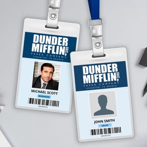 Die Office Theme Party ID-Abzeichen Karte, Canva, Photoshop, Digital Download