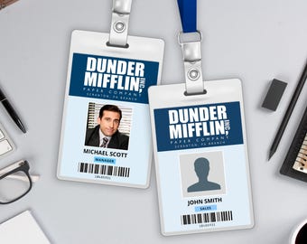 The Office Theme Party ID Badges Card, Canva, Photoshop, Digital Download