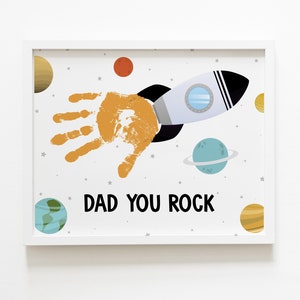 Rocket Handprint Art, Father's Day gift from baby | from kids, Dad You Rock, Rocket Ship, first fathers day, DIY, keepsake, Instant Download