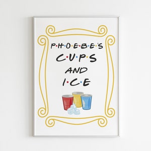 Freunde Party Zeichen, Getränke Tisch Zeichen, Freunde Thema Grad Party Dekor, Phoebes Tassen und Eis, DIY, Printable, INSTANT DOWNLOAD