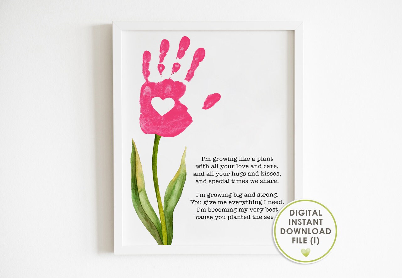 Mother's Day Flower Handprint Art Poem, DIY, Kids Craft, Card, Gift for ...