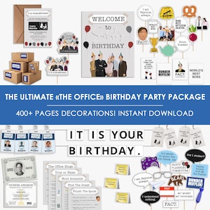 The Office theme birthday party decorations, BUNDLE, office banner | invitation | props | signs, DIY,  set, printable, Instant Download
