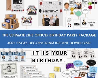 The Office theme birthday party decorations, BUNDLE, office banner | invitation | props | signs, DIY,  set, printable, Instant Download