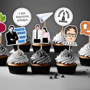 The Office Cupcake Toppers, The Office Theme Party Supplies, DIY, decorations, office theme birthday party, printable, Instant Download